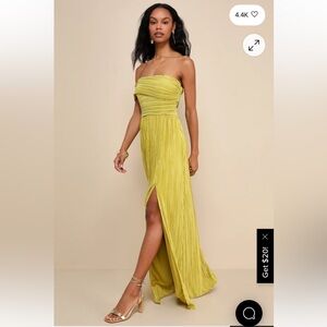 Medium Lulu's Poised Performance Chartreuse One-Shoulder Maxi Dress